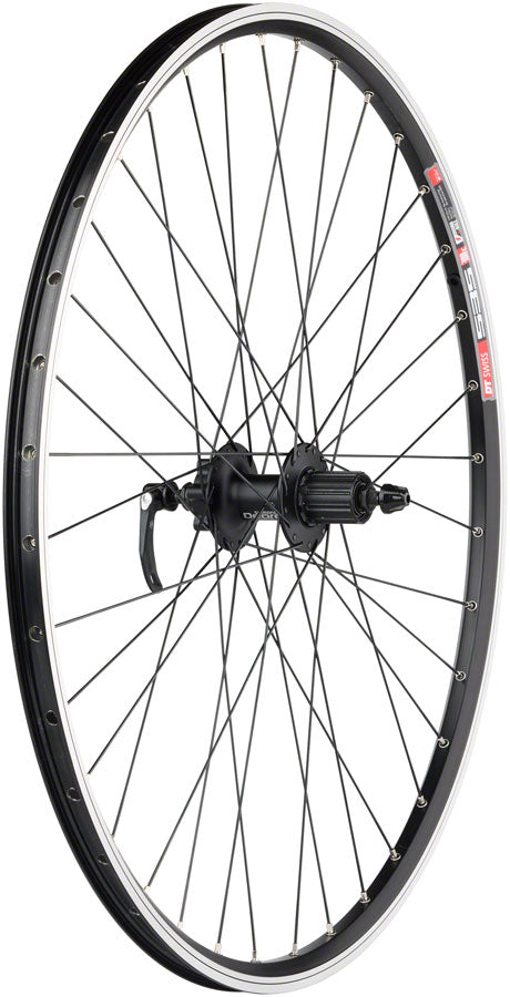 Quality Wheels TK535/Deore Rear Wheel - 700, QR x 135mm, 6-Bolt Disc, Rim Brake, HG 10, Black, Clincher