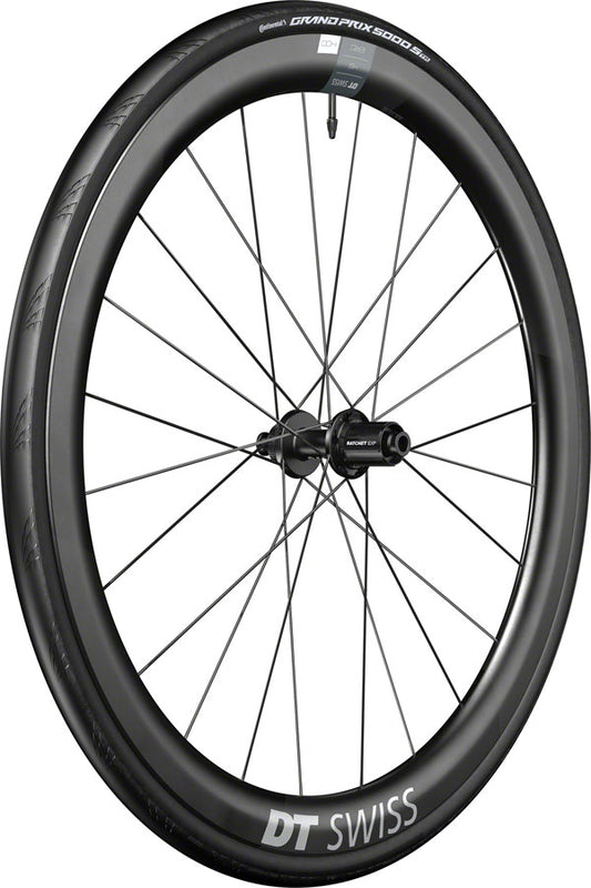 DT Swiss ERC 1400 DiCut 45 Rear Wheel - 700, 12 x 142mm, Center-Lock, HG11 Road/XDR, Ratchet EXP 36, Black, WTS w/GP5000 STR Tire