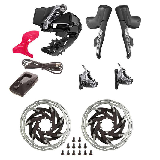 SRAM RED eTap AXS Electronic Road Groupset - 1x, 12-Speed, Hydraulic Shifters Brake levers, Flat Mount Disc Calipers, Rear Derailleur, 6 Bolt