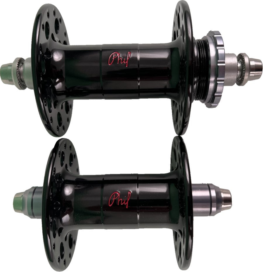 Phil Wood Pro Track Hubs High Flange Front & Rear Pair Black 32h