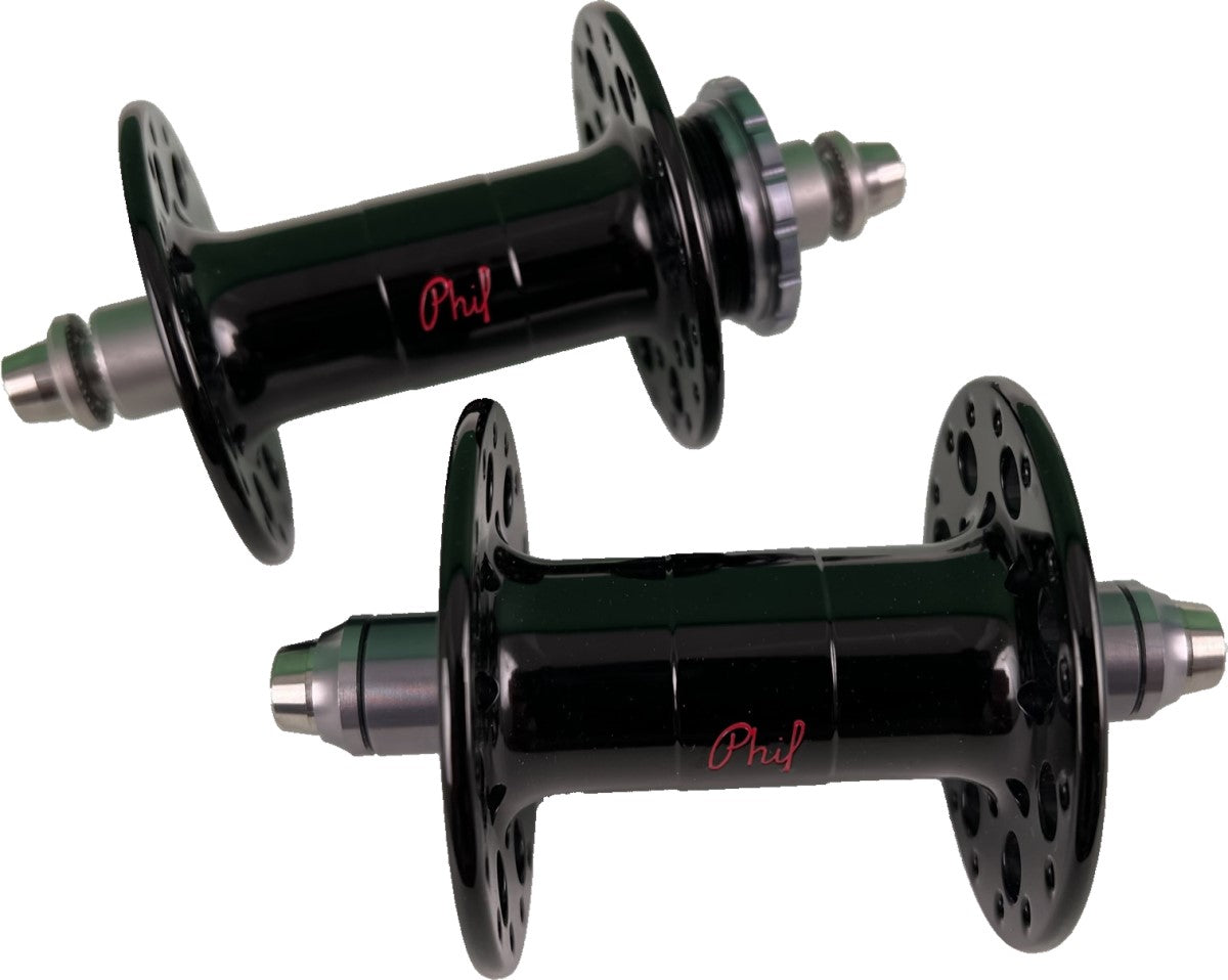 Phil Wood Pro Track Hubs High Flange Front & Rear Pair Black 32h