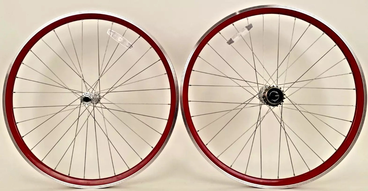 Detroit Bikes Single Speed Red Wheelset 700c 32 Spoke 17t Freewheel