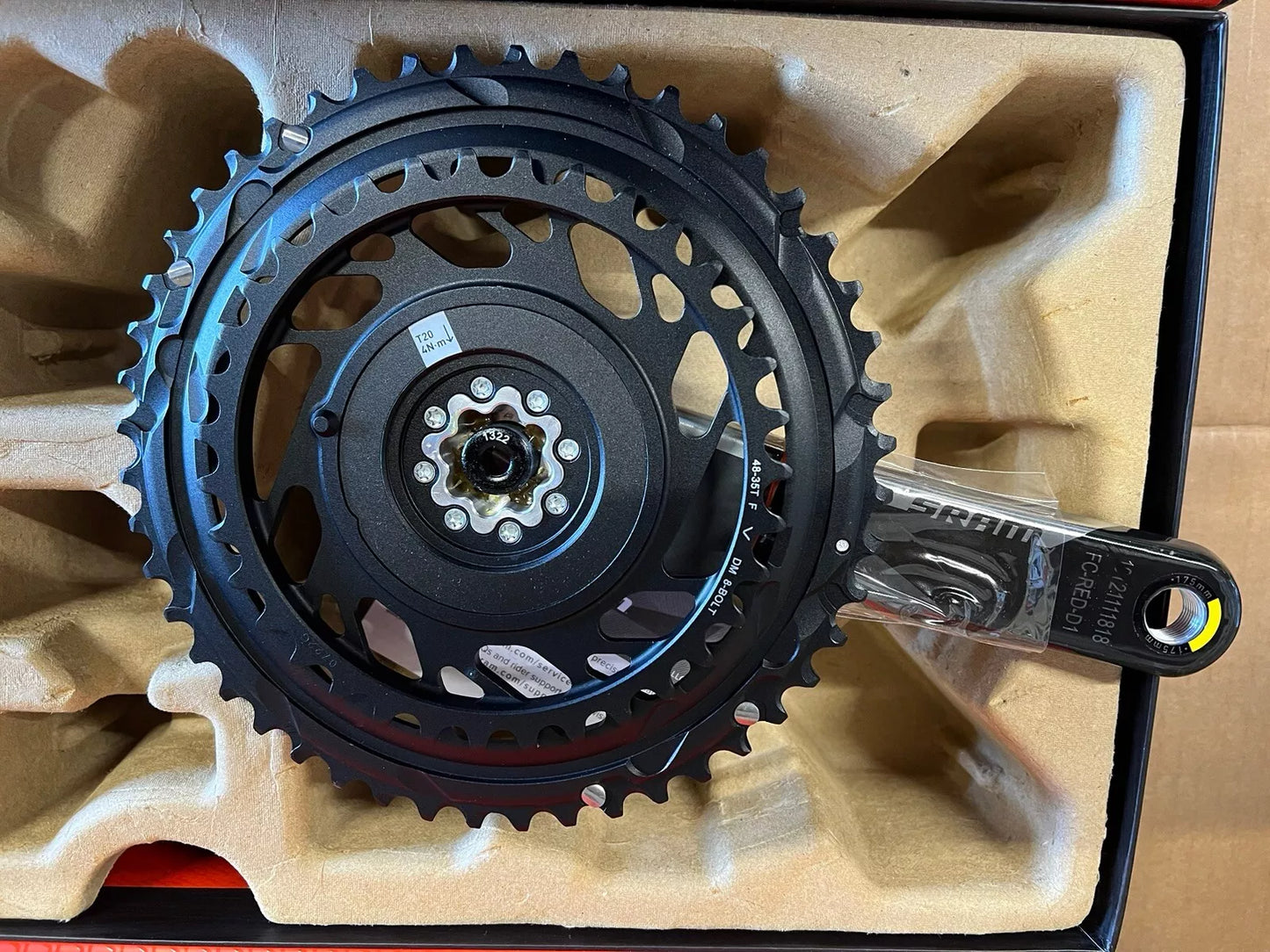 SRAM RED AXS Crankset - 175mm, 12-Speed, 48/35t, Direct Mount, DUB Spindle Interface, Natural Carbon, D1