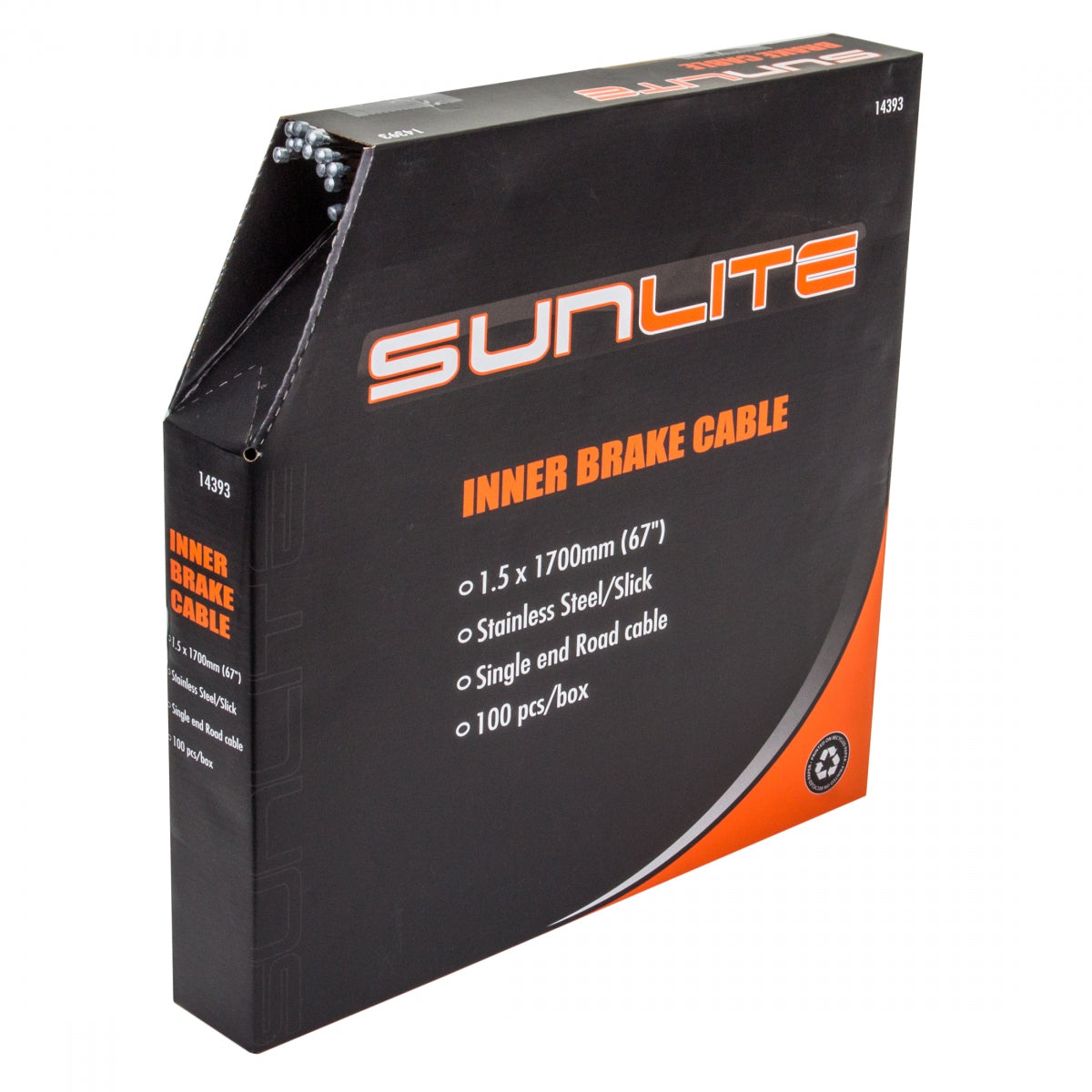 Sunlite Stainless Slick Inner Brake Cables, Road, 1.5 x 1700mm, Box of 100