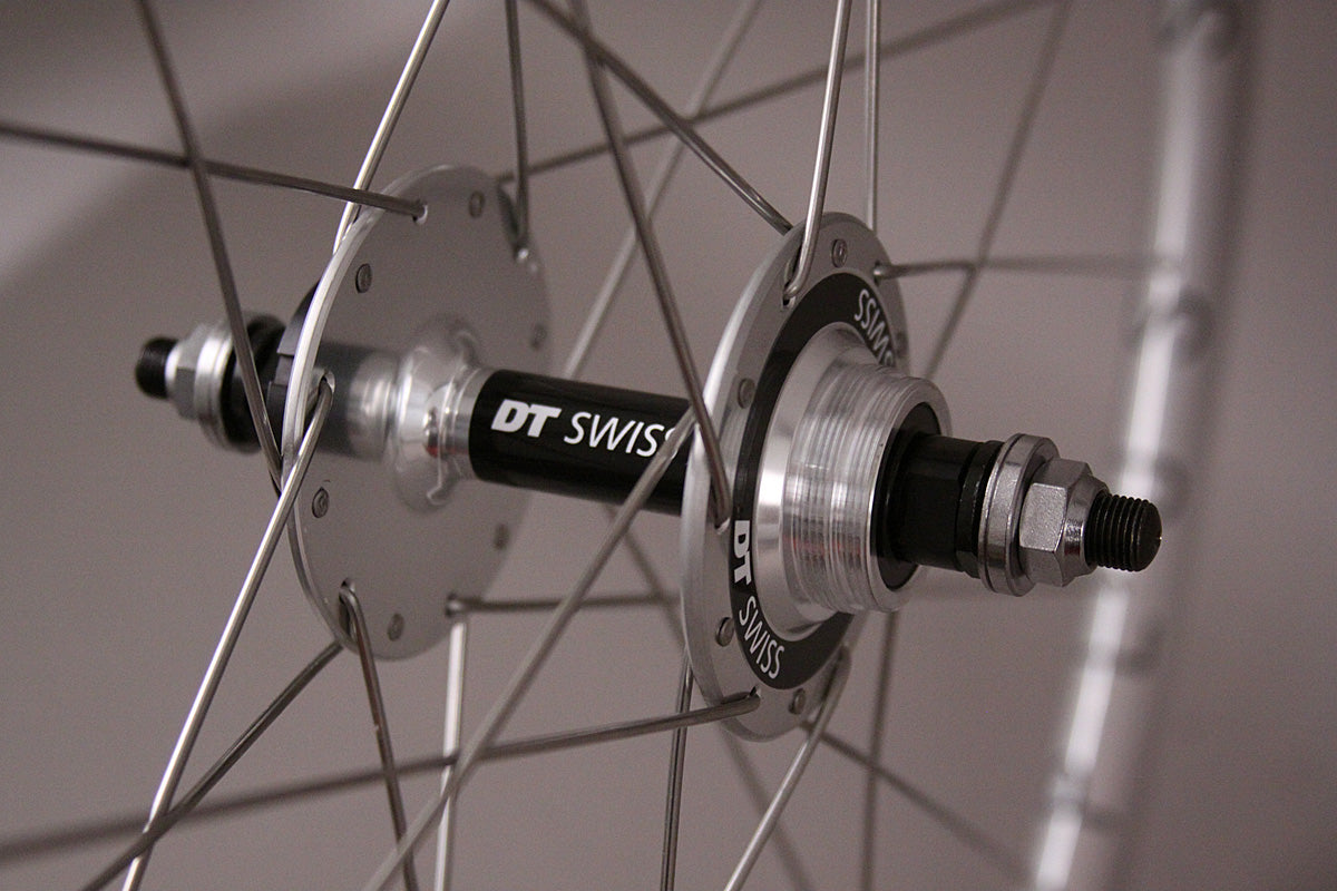 H + Plus Son Silver Archetype Rims DT 370 Track Hubs Wheelset fx/fx