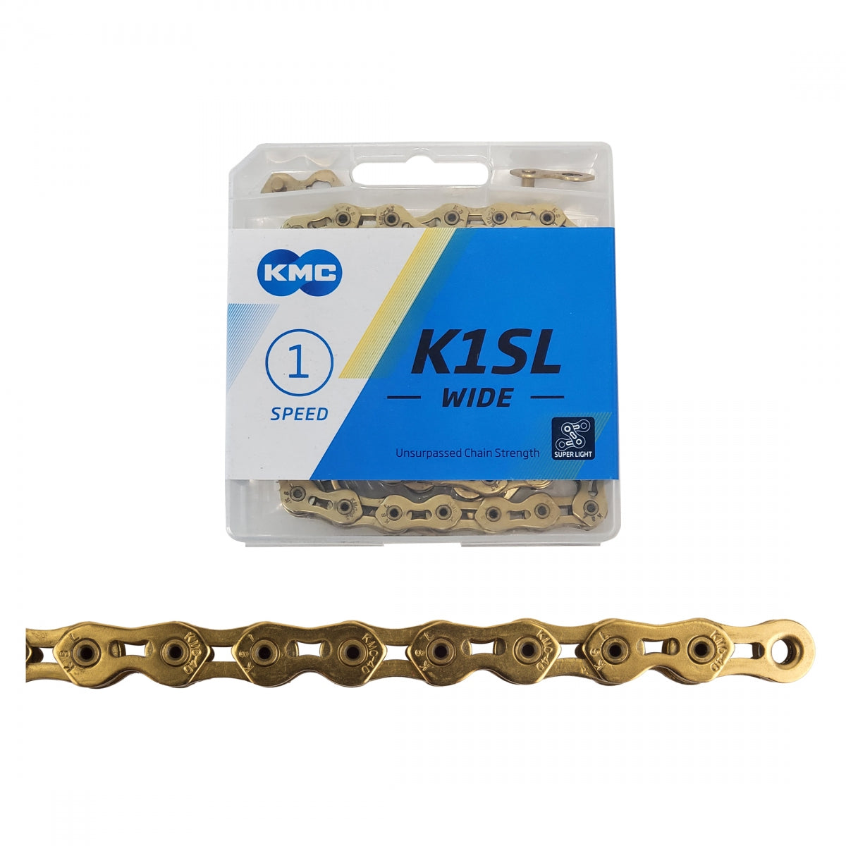 KMC K710SL SuperLite Kool Chain, 1/2" x 1/8" x 100-Link, Gold