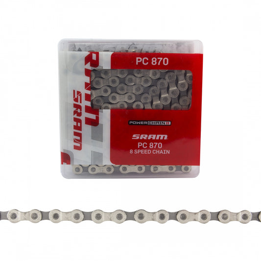 SRAM PC 870 Chain with Power Link, 7/8-Speed, 114-Link, Silver/Grey