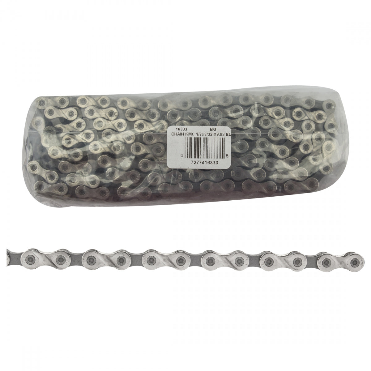 KMC X9.93 Chains with Connecting Links, 9-Speed, 1/2" x 3/32" x 116-Link, Silver, Bag of 5