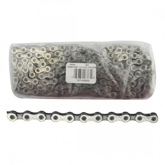KMC Bulk X10.93 Chains with Connecting Links, 1/2x3/32, 116-Link, Silver, Bag of 5