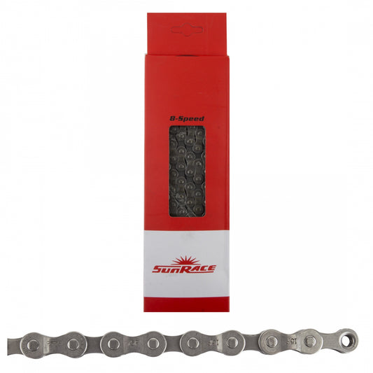 SunRace CN-M84 Chain, 1/2" x 3/32", 8-Speed, 116-Link, Grey