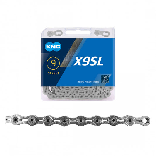 KMC X9SL Superlite Chain with Missing Link, 9-Speed, 1/2" x 11/128" x 116-Link, Silver