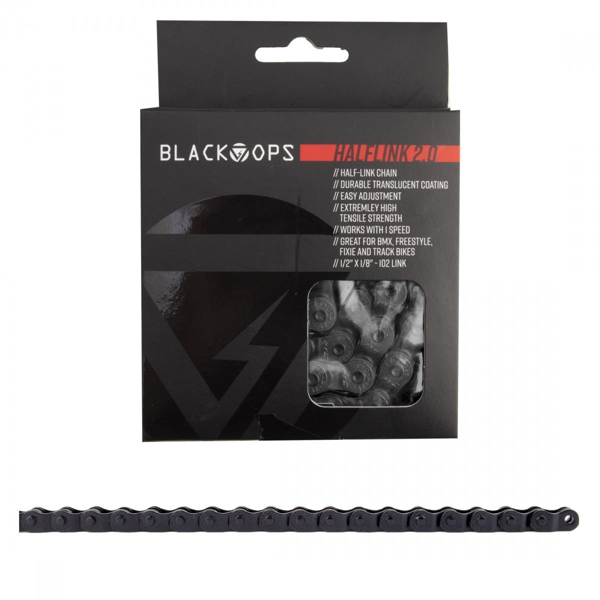 Chain Bk-Ops 1/2X1/8 Half Link 1.0 1S Bk 102L