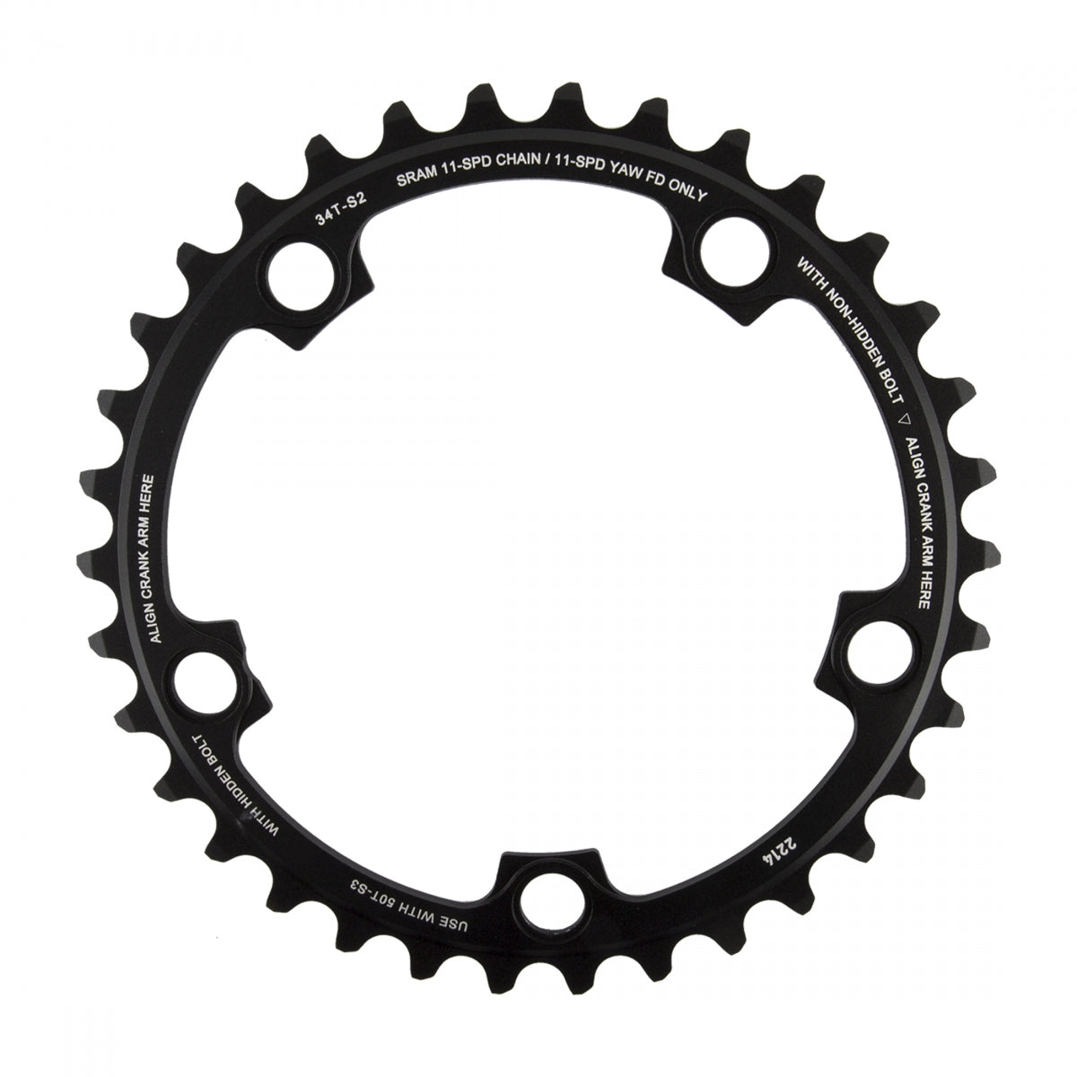 SRAM Red X-Glide Yaw Chainring, 34T-S2, 110mm, 11-Speed, Black