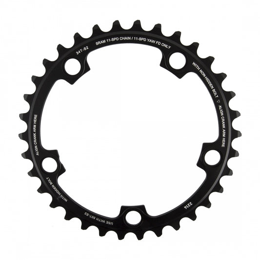 SRAM Red X-Glide Yaw Chainring, 34T-S2, 110mm, 11-Speed, Black