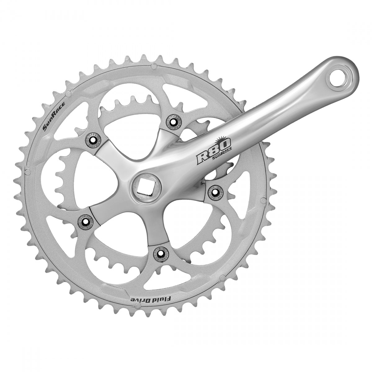 SunRace FC-R86 Crankset, Square Taper, 8-Speed, 170 x 50-34T, Silver