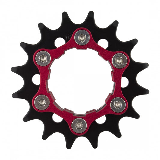 Origin8 Ultim8 Single Speed Cassette Cog with 6-Bolt Disc Mount, 16T x 3/32", Black/Red