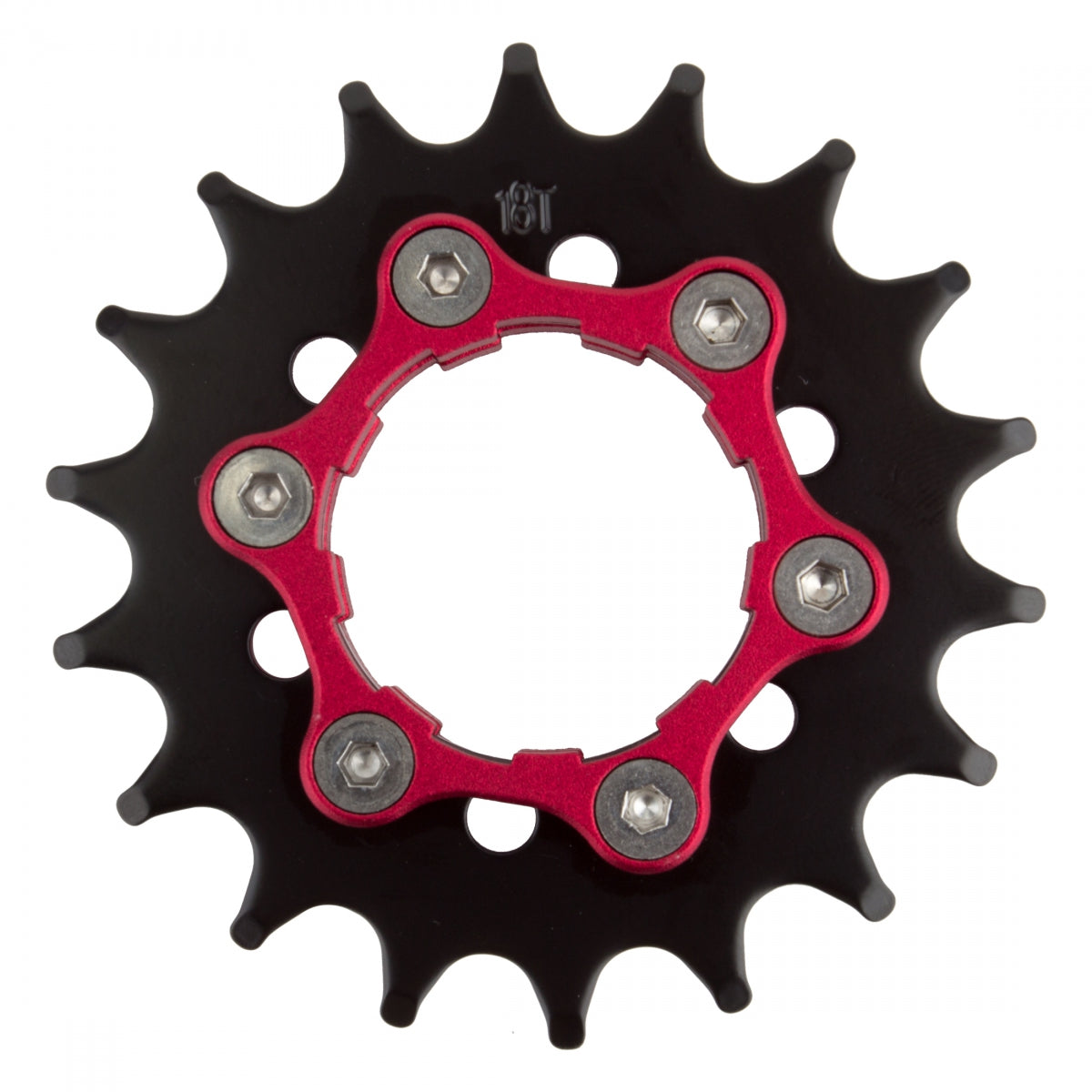 Origin8 Ultim8 Single Speed Cassette Cog with 6-Bolt Disc Mount, 18T x 3/32", Black/Red