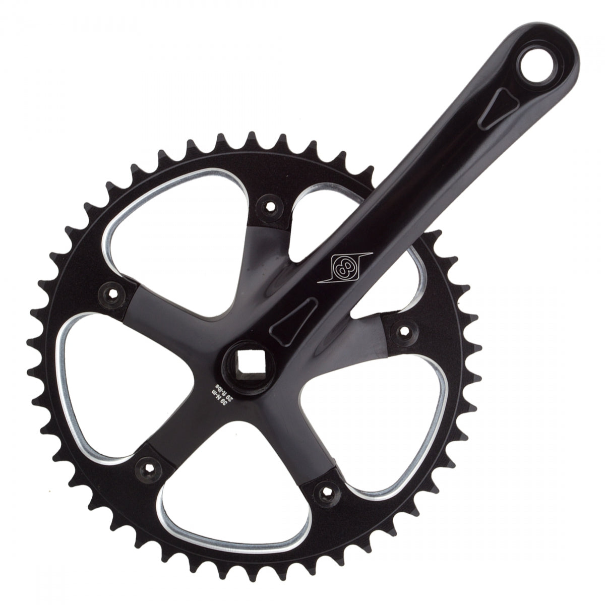 Origin8 Pro Pulsion Track/Single Speed Crankset, Square Top, 170mm x 46T x 1/8", Black