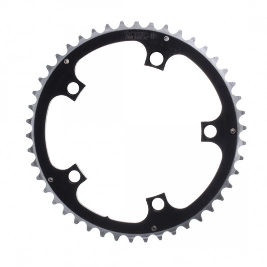 Origin8 Alloy Ramped Chainring, 130mm, 5-Bolt, 46T, Black/Silver