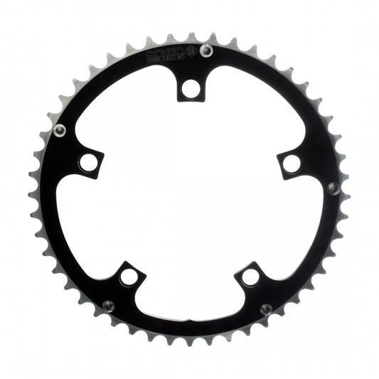 Origin8 Alloy Ramped Chainring, 130mm, 5-Bolt, 50T, Black/Silver