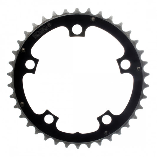 Origin8 Alloy Ramped Chainring, 110mm, 5-Bolt, 38T, Black/Silver