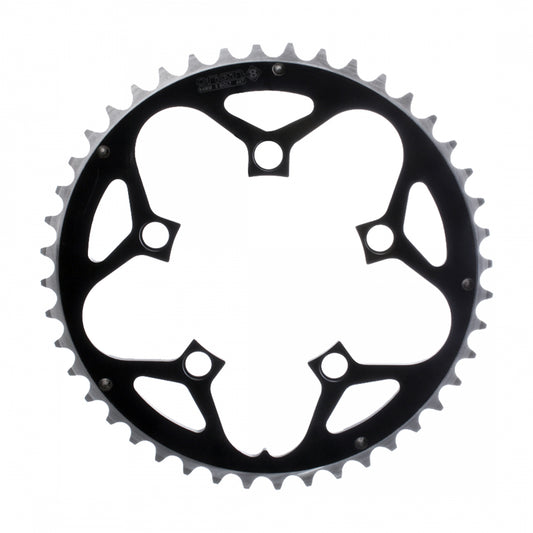 Origin8 Alloy Ramped Chainring, 110mm, 5-Bolt, 46T, Black/Silver