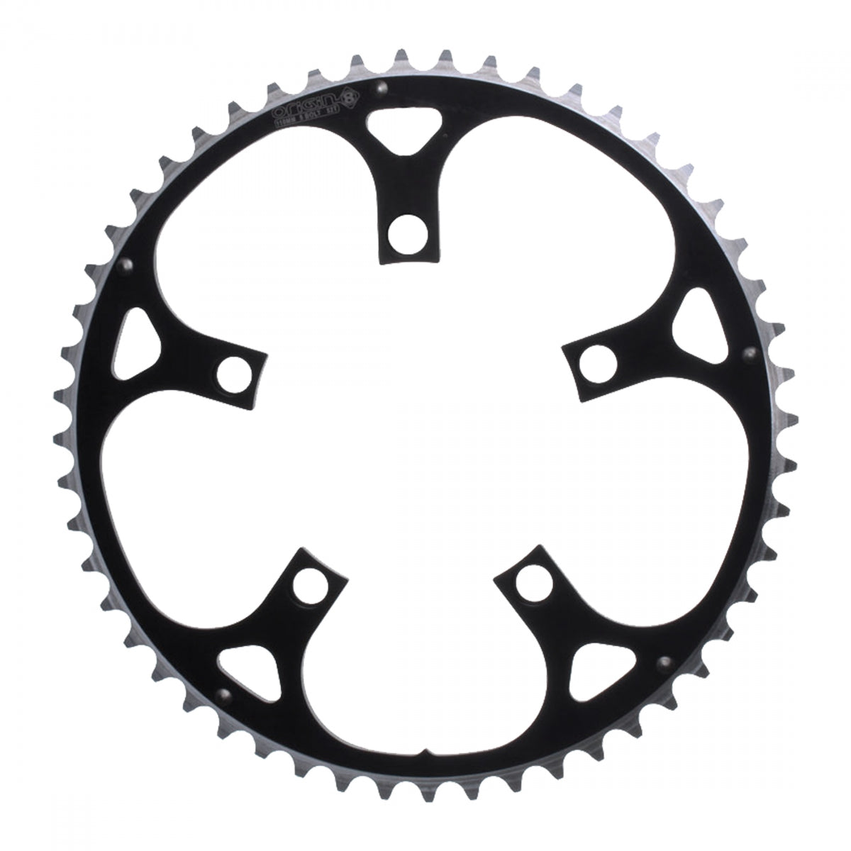 Origin8 Alloy Ramped Chainring, 110mm, 5-Bolt, 48T, Black/Silver