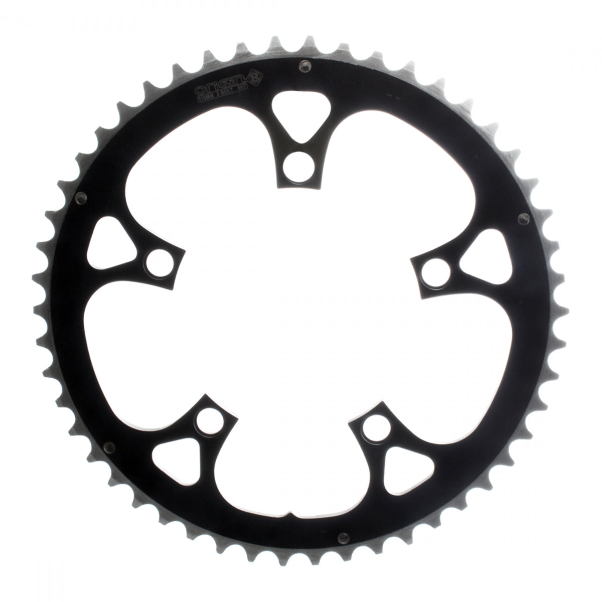 Origin8 Alloy Ramped Chainring, 110mm, 5-Bolt, 50T, Black/Silver