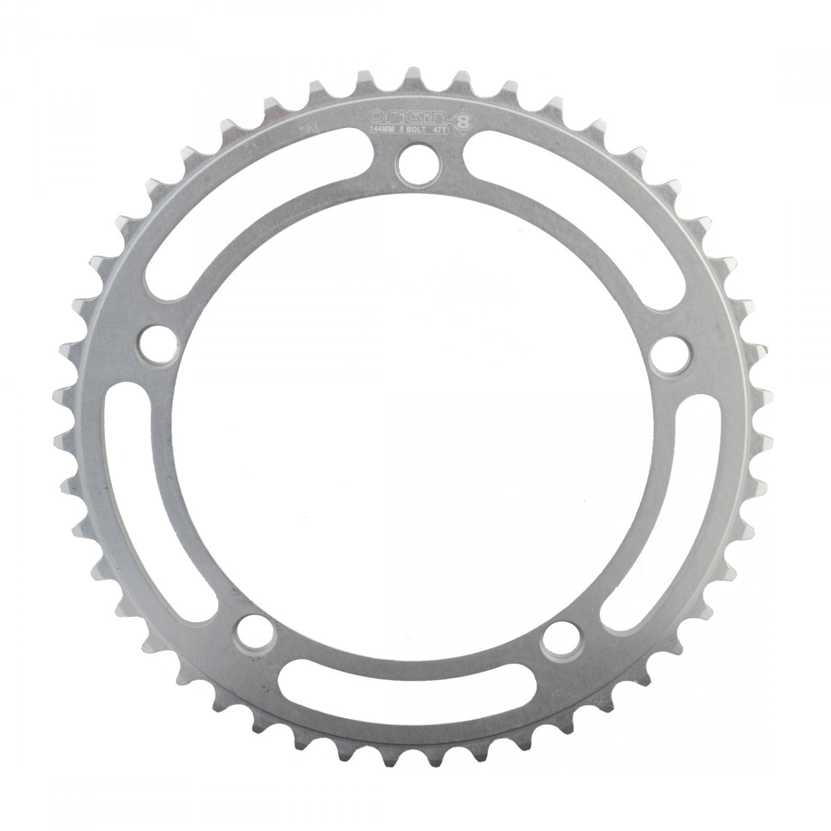 Origin8 Alloy Classic Chainring, 144mm, 5-Bolt, 47T,Â 1/2" x 1/8", Silver