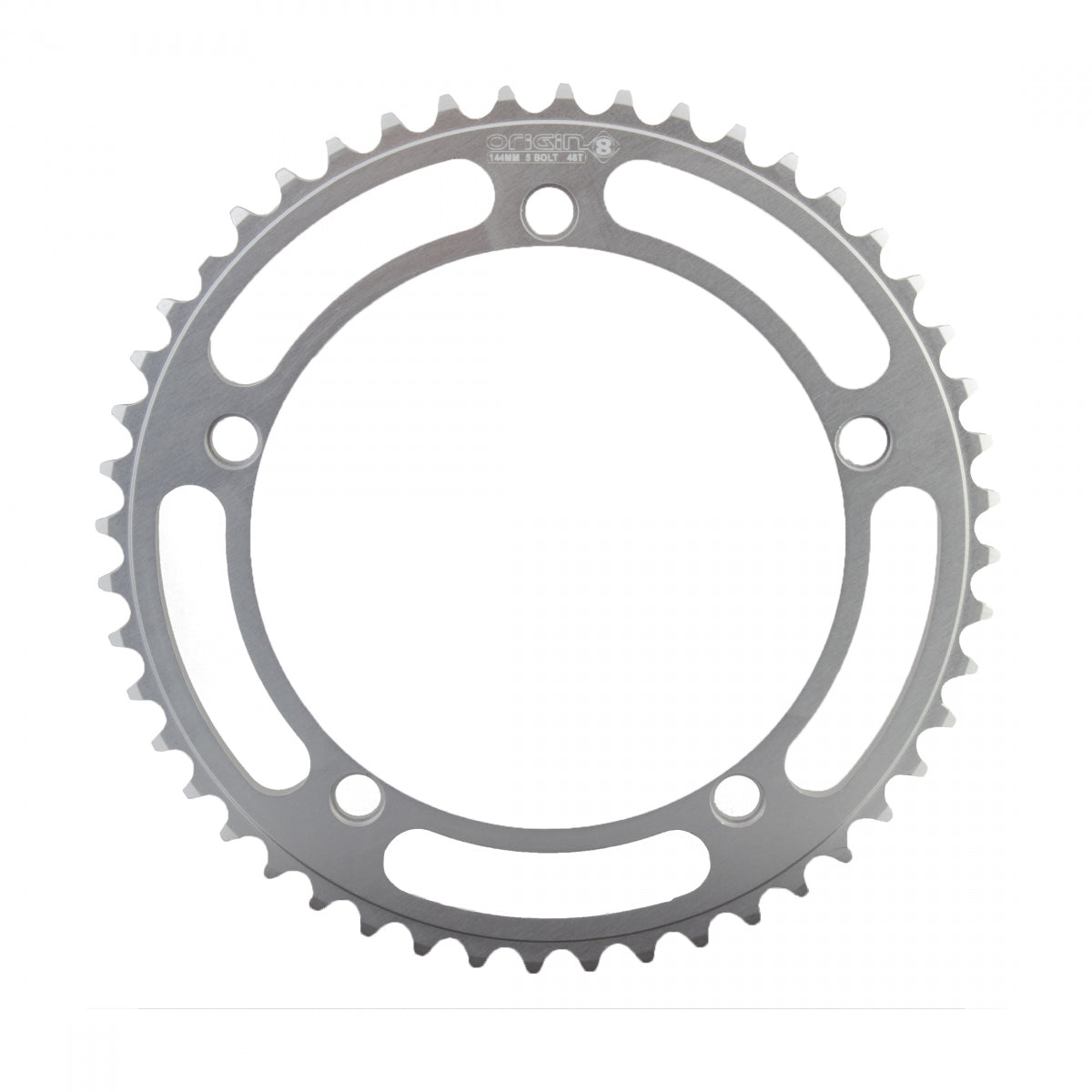 Origin8 Alloy Classic Chainring, 144mm, 5-Bolt, 48T,Â 1/2" x 1/8", Silver