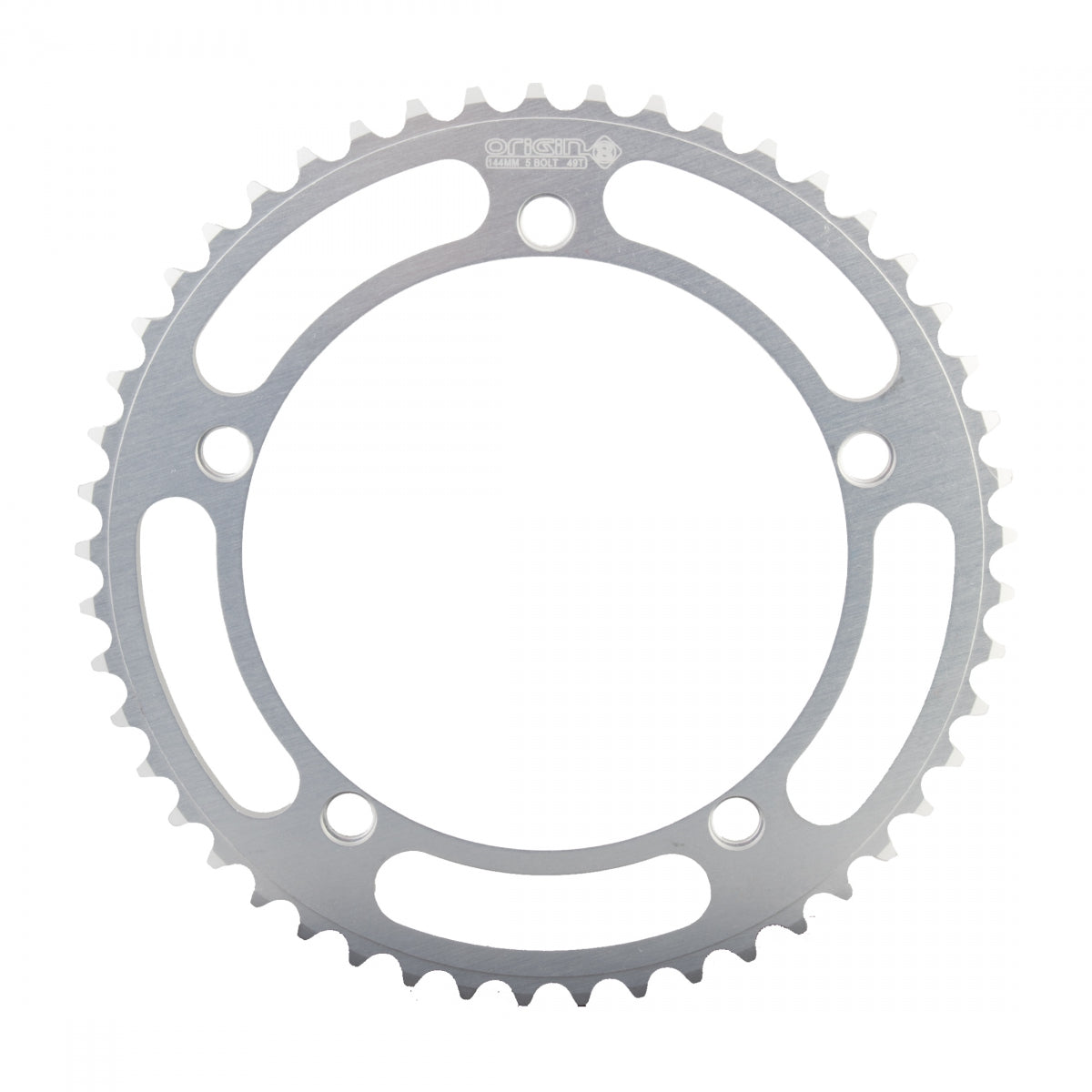 Origin8 Alloy Classic Chainring, 144mm, 5-Bolt, 49T,Â 1/2" x 1/8", Silver