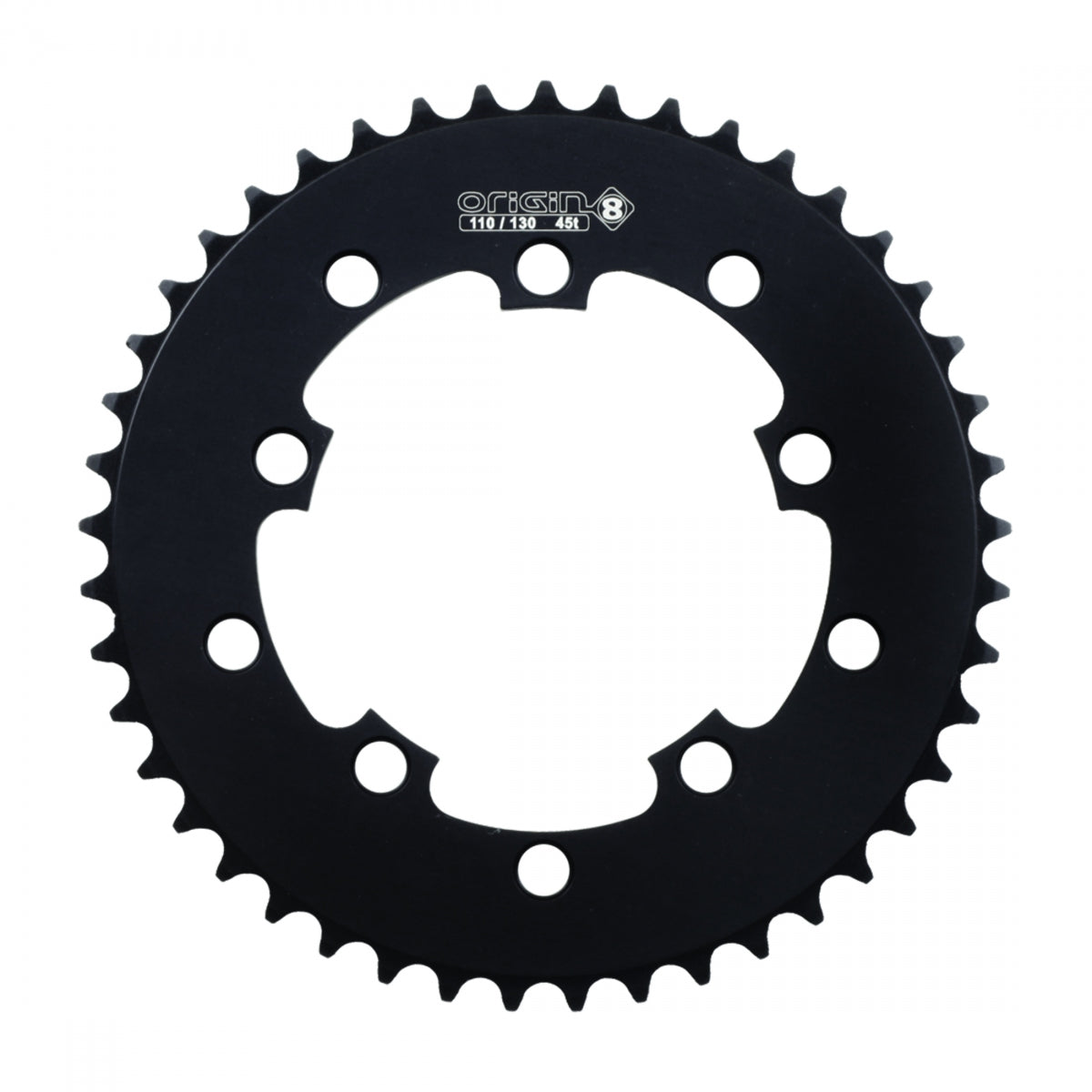 Origin8Â Single Speed Chainring, 10H, 45T, 110mm/130mm Mount, 1/2" x 1/8", Black