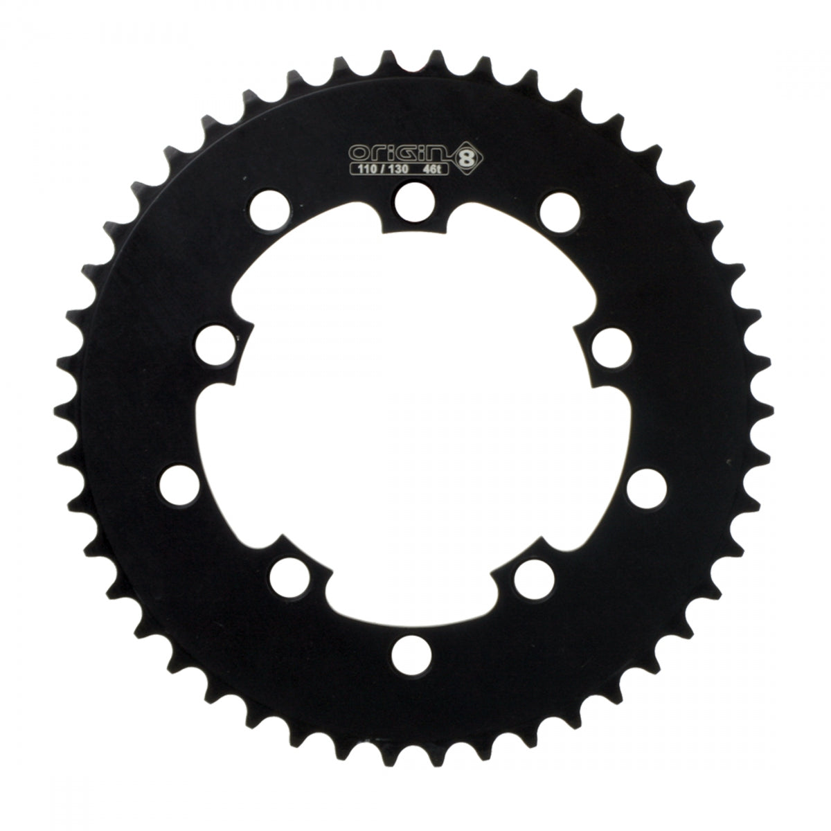 Origin8Â Single Speed Chainring, 10H, 46T, 110mm/130mm Mount, 1/2" x 1/8", Black