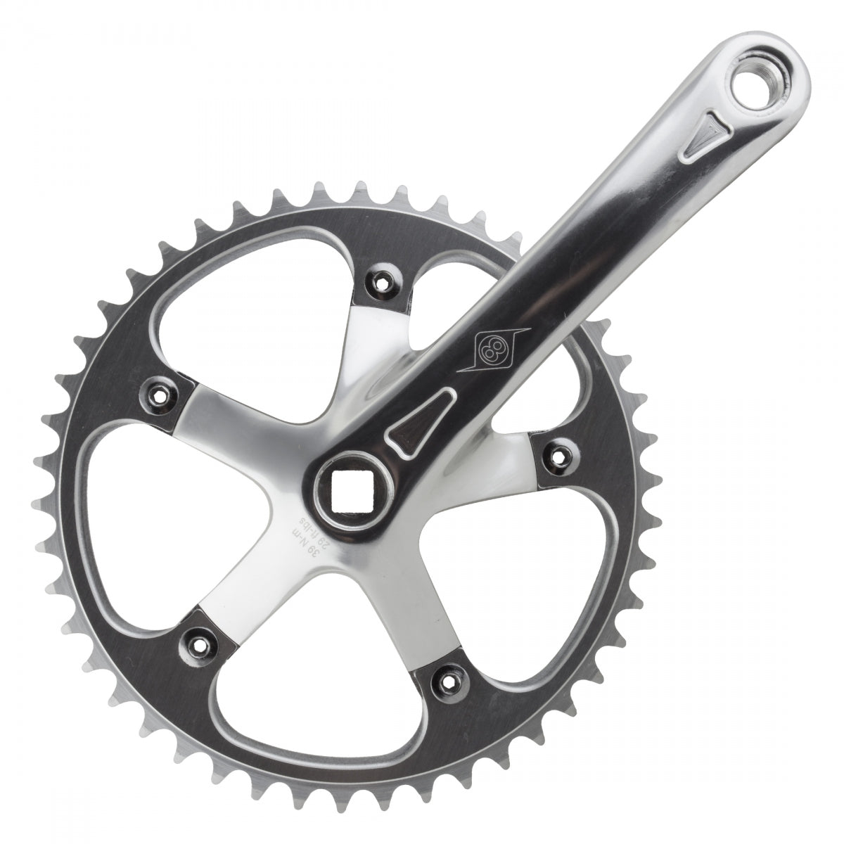 Origin8 Track/Sterling Silver Crankset, P/P, 170x46 w/Square Spindle