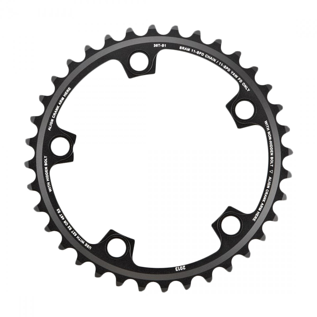 SRAM Red X-Glide Yaw Chainring, 36T-S1, 110mm, 11-Speed, Black