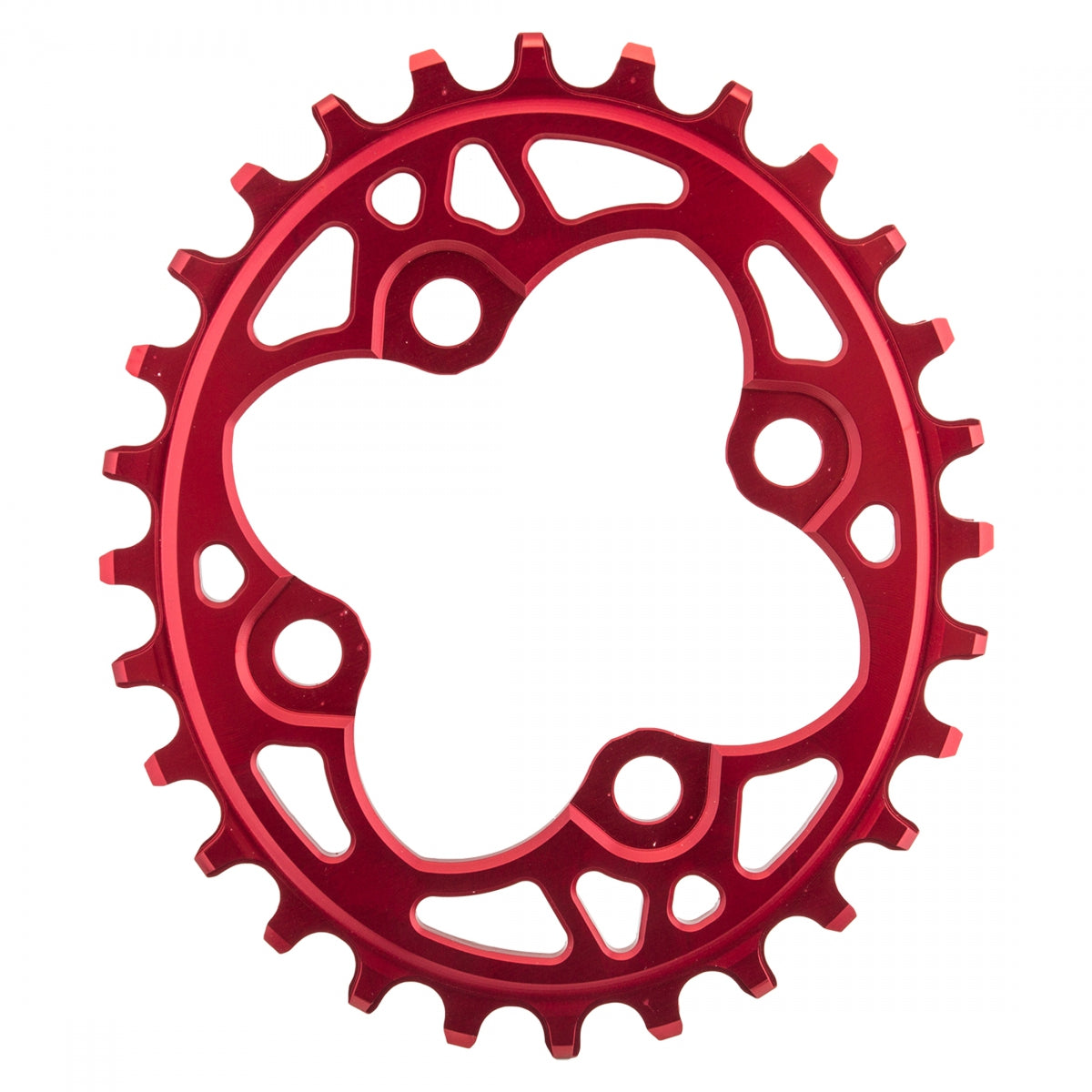 AbsoluteBLACK Oval 64 BCD N/W Chainring, 64mm 4-Bolt, 28T, Red
