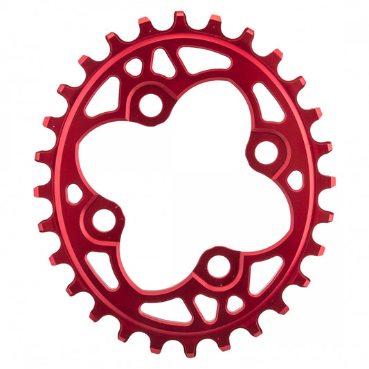 AbsoluteBLACK Oval 64 BCD N/W Chainring, 64mm 4-Bolt, 28T, Red