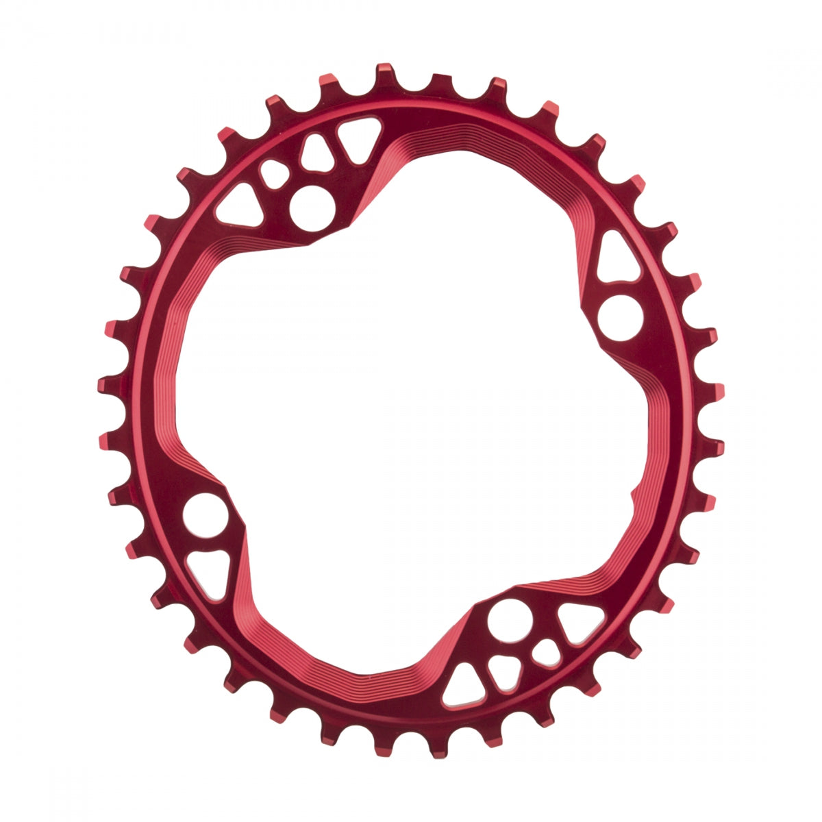 AbsoluteBLACK Oval 104 BCD N/W Chainring, 104mm 4-Bolt, 36T,Â Red