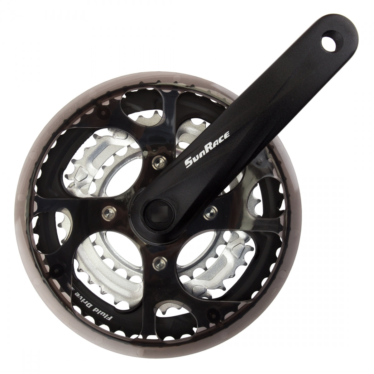 Sunrace FC-M300 Crankset, Square Spindle, with Cog,Â 170x48/38/28, Black/Silver