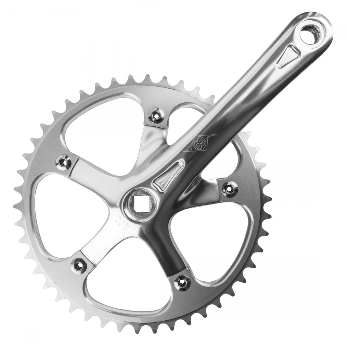 Origin8 P/P Track/SS Crankset, Square Spindle, 165x46, 3/32", Silver/Silver