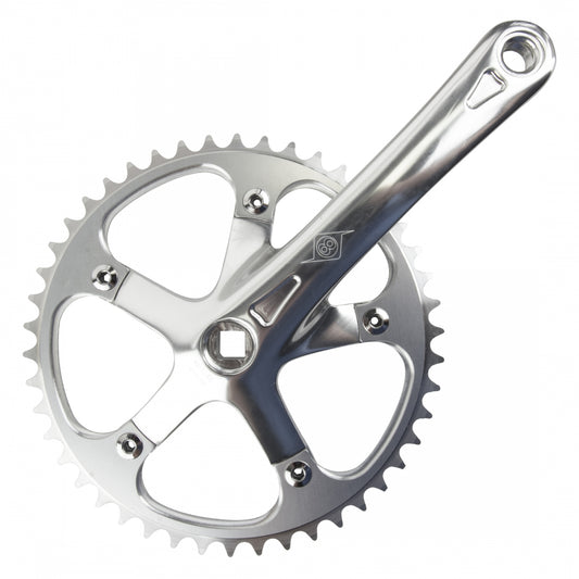 Origin8 P/P Track/SS Crankset, Square Spindle, 175x46, 3/32", Silver/Silver