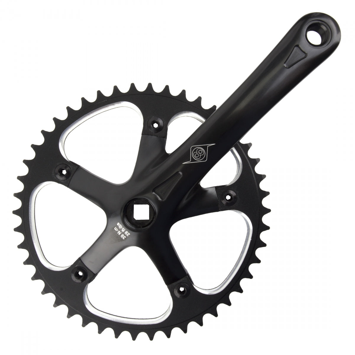 Origin8 P/P Track/SS Crankset, Square Spindle, 175x46, 3/32", Black/Black