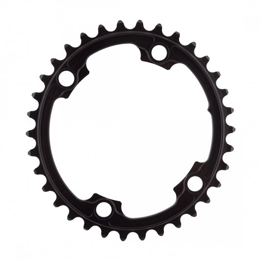 AbsoluteBLACK Oval 110/130 BCD 2X Chainring, 110mm 4-Bolt, 34T,Â Black