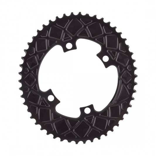 AbsoluteBLACK Oval 110/130 BCD 2X Chainring, 110mm 4-Bolt, 50T, Black
