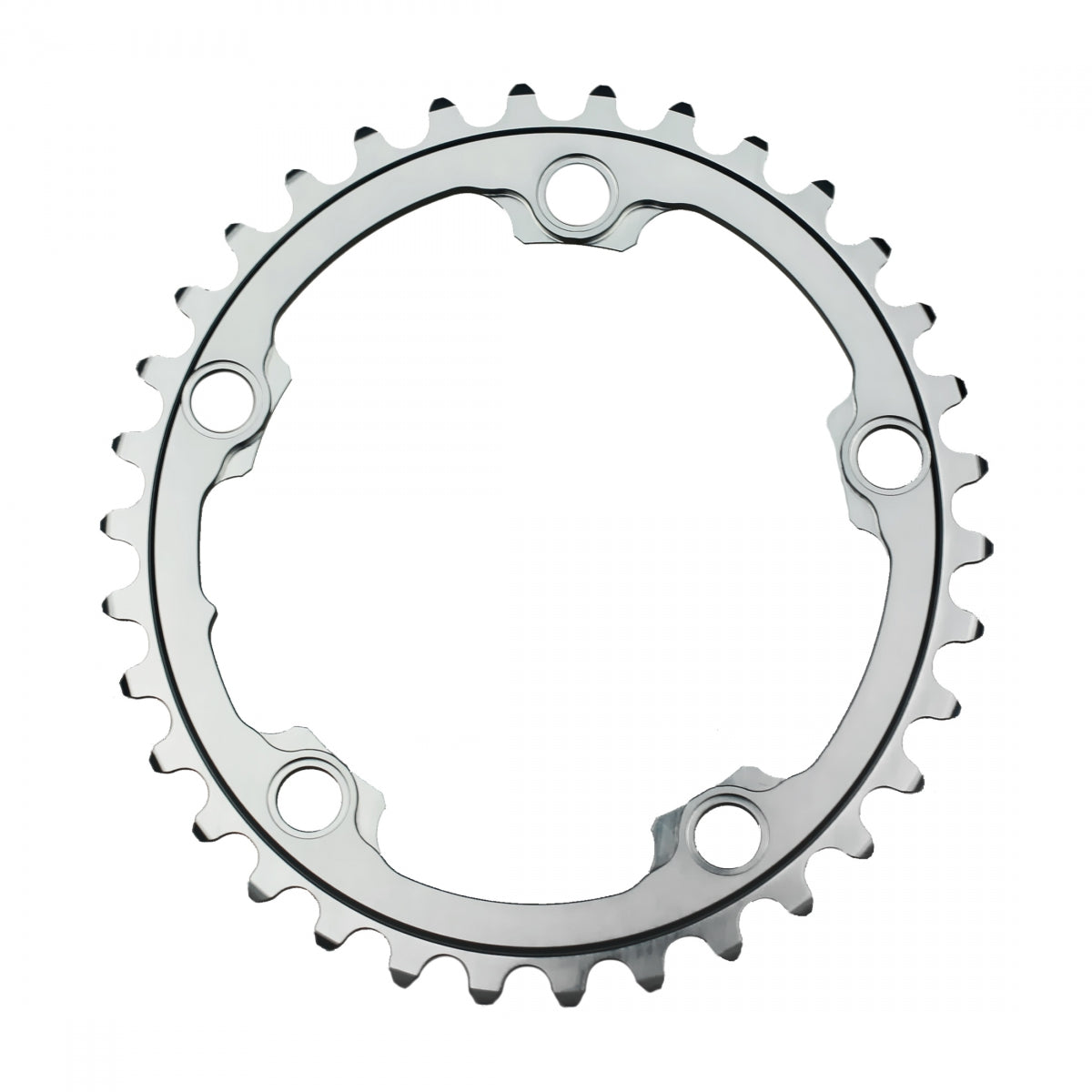 AbsoluteBLACK Training Oval 110 BCD 2X Chainring, 110mm 5-Bolt, 34T, Grey