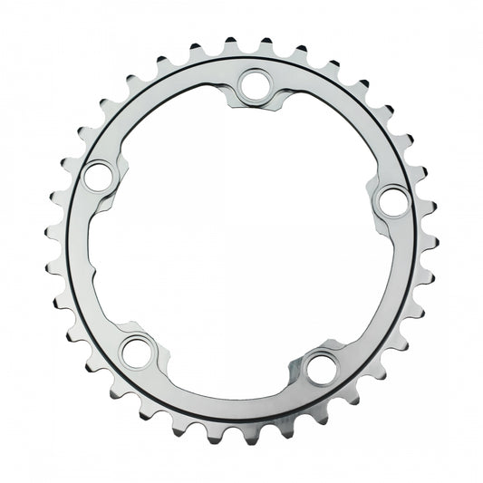 AbsoluteBLACK Training Oval 110 BCD 2X Chainring, 110mm 5-Bolt, 34T, Grey