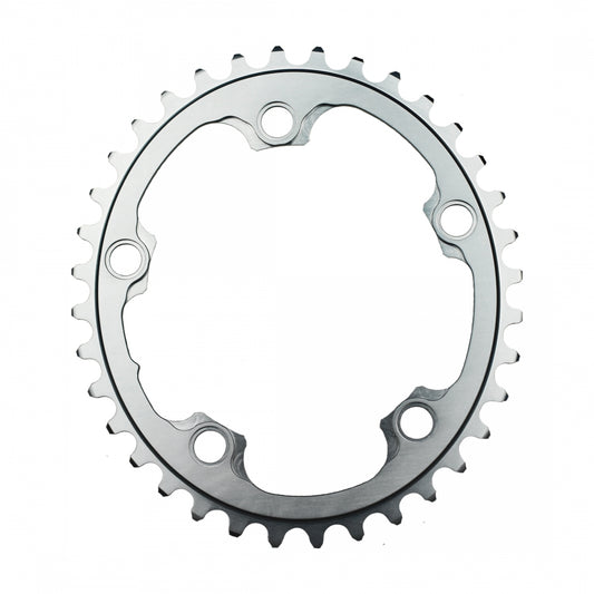 AbsoluteBLACK Training Oval 110 BCD 2X Chainring, 110mm 5-Bolt, 36T, Grey