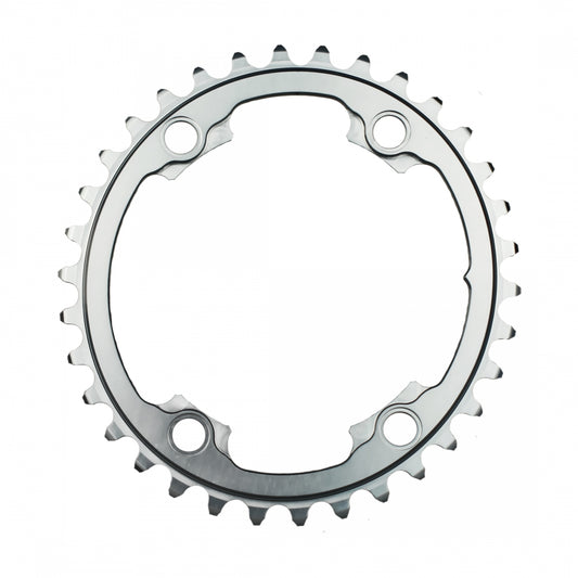 AbsoluteBLACK Training Oval 110 BCD 2X Chainring, 110mm 4-Bolt, 34T, Grey