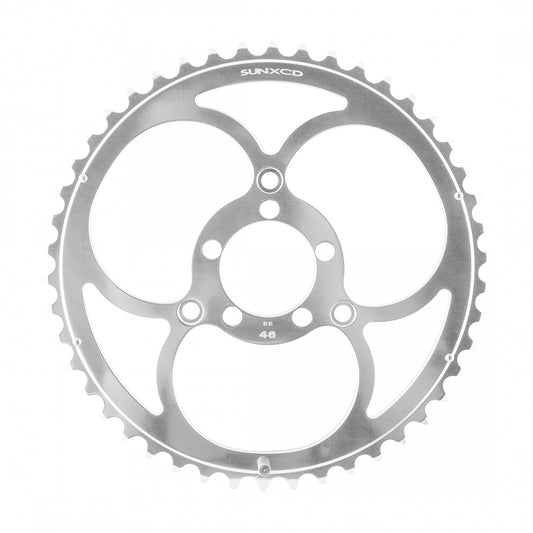 SunXCD Chainring, 50/74mm 3-Bolt, 3/32, 46T, Alloy, Silver