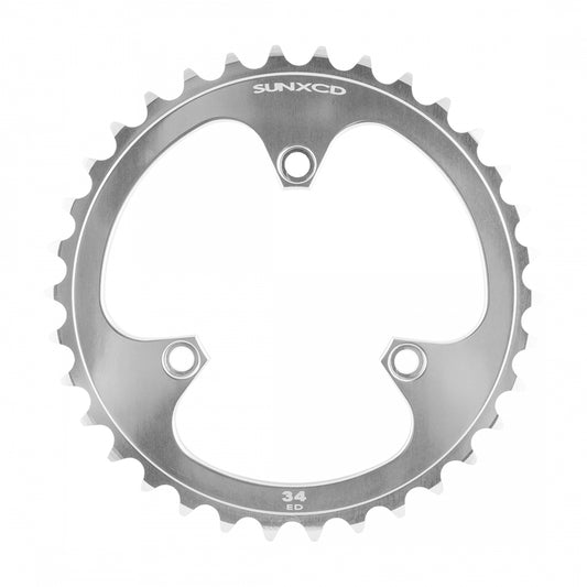 SunXCD Chainring, 74mm 3-Bolt, 3/32, 34T, Alloy, Silver